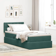 Letto con contenitore e LED Verde Scuro 90 x 200 cm Velluto 3371490