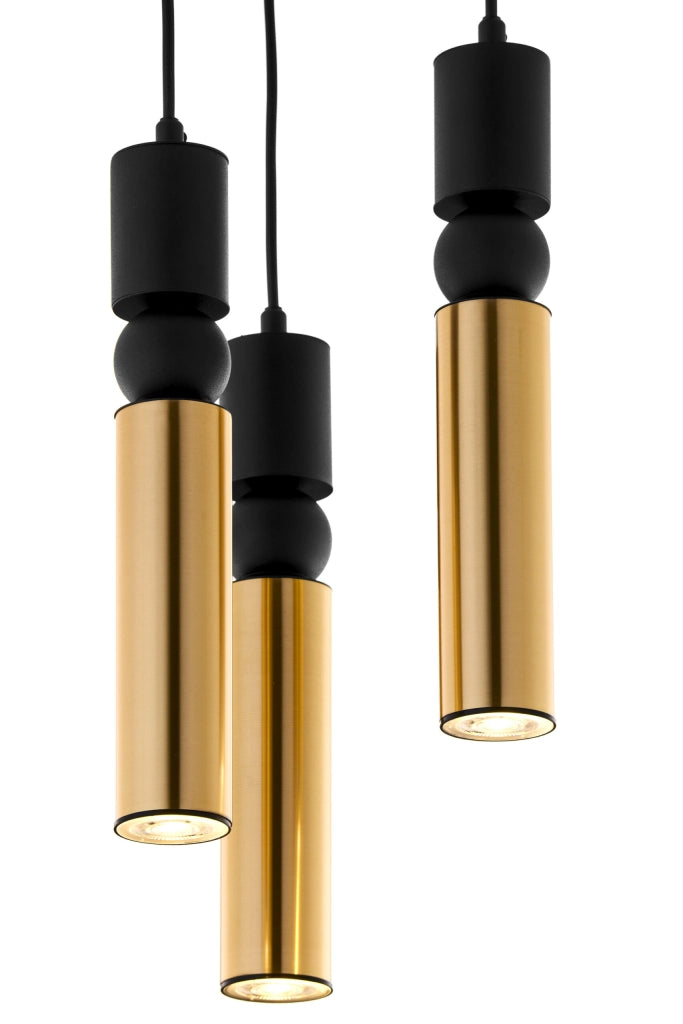 Lampada sospensione moderna tonda 30cm nero oro 3xGU10