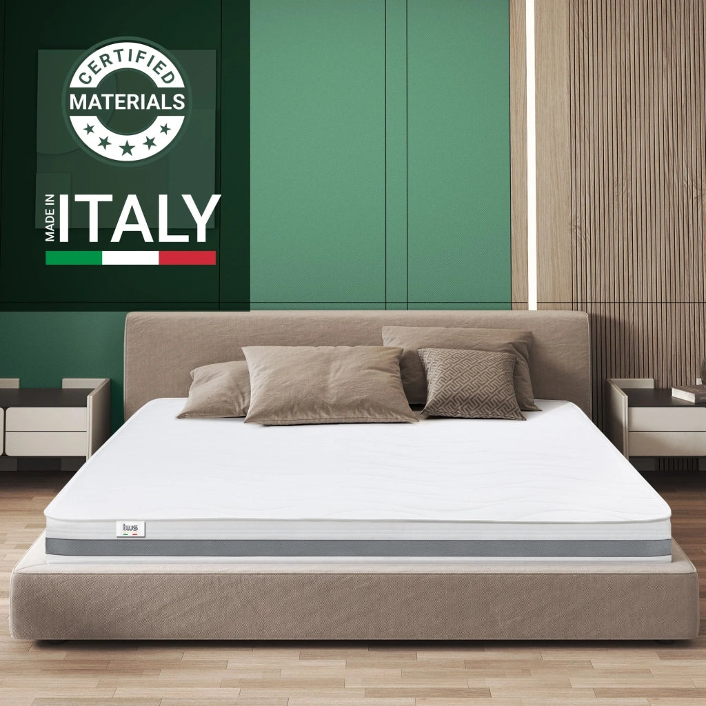 Materasso Singolo 80x190 cm in Memory Antibatterico | Altezza 16 cm | Rivestimento 3D Air in Fibra Ipoallergenica | Materasso Ortopedico a 7 Zone Differenziate Termosensibili