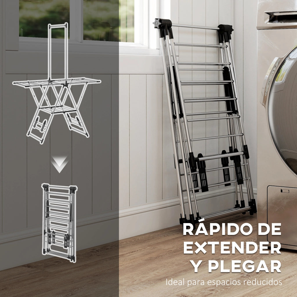 Scarpiera Verticale Appendibile con Ripiani e Ganci ¨C Minimal ¨C Argento 139x62.5x201 cm