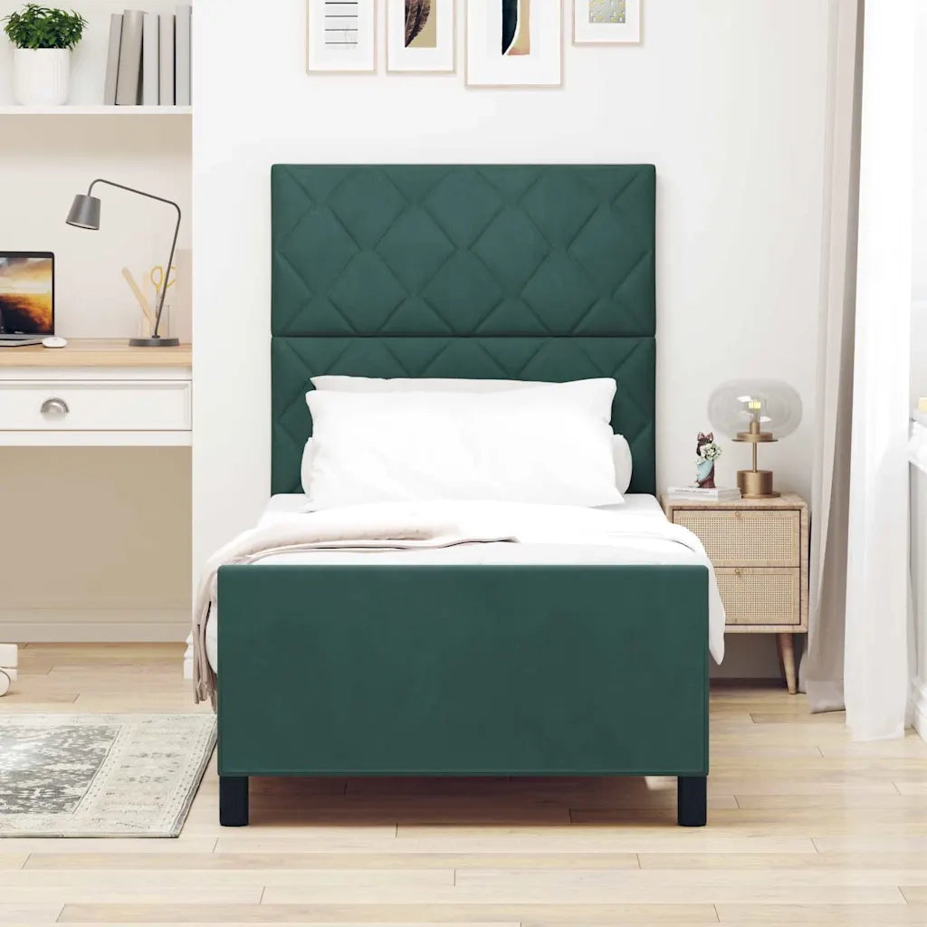 Letto a molle con testiera Verde Scuro 90 x 200 cm Velluto 3344984