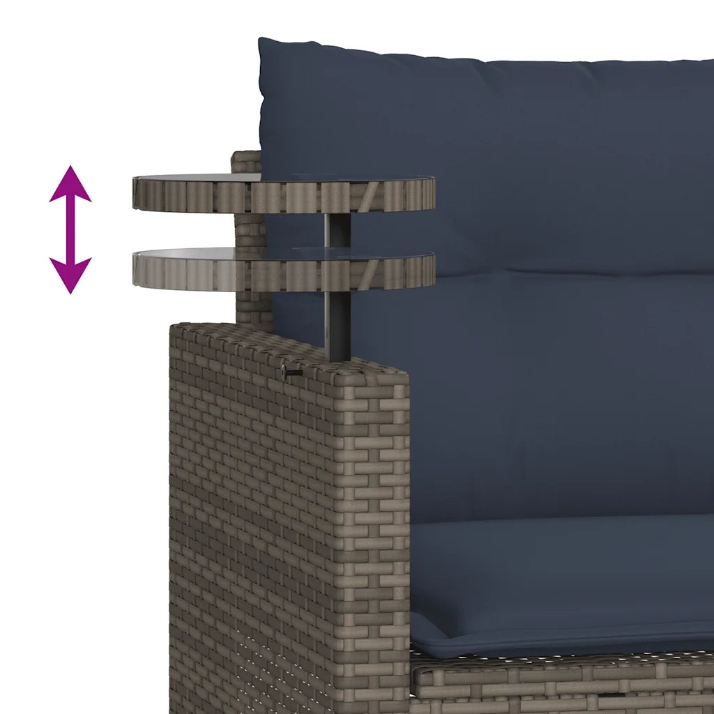 Set Divani da Giardino 3 pz con Cuscini Grigio in Polyrattan 365464