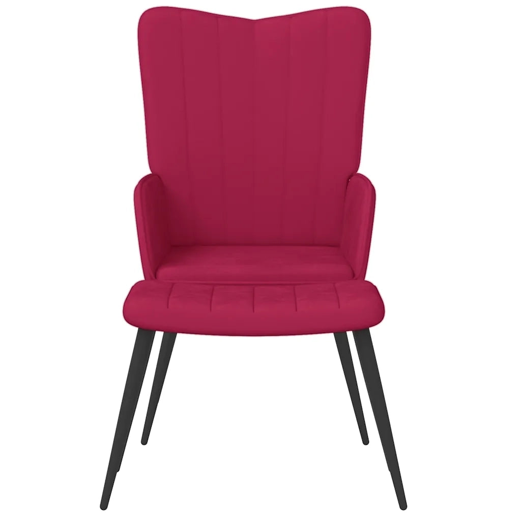 Poltrona Relax | Sedia Relax con Sgabello Rosso Vino in Velluto
