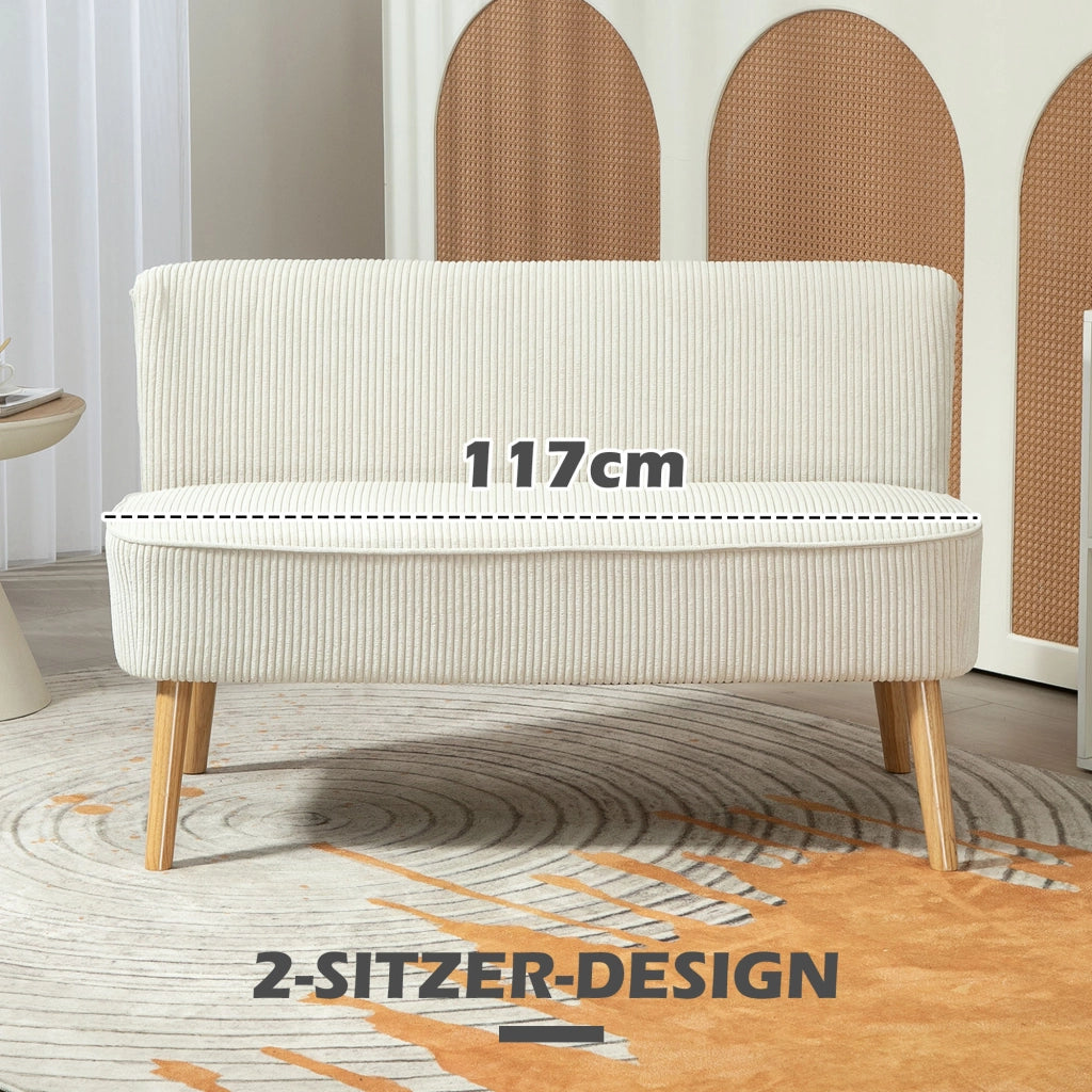 Divanetto 2 Posti ¨C Minimal ¨C Cremewei? Tessuto 117x56.5x77 cm