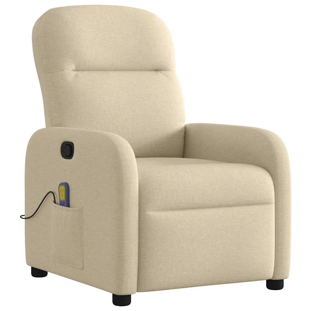 Poltrona Massaggiante Reclinabile Crema in Tessuto 4015540