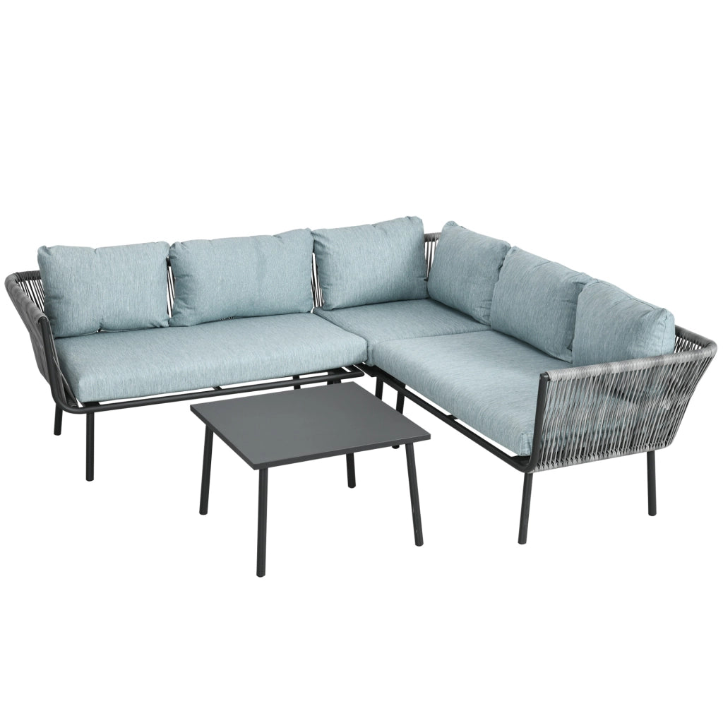 4 pezzi. Set di mobili da giardino in rattan set da seduti con cuscini 2 divani doppi 1 divano angolare 1 tavolino da caff¨¨ gruppo seduti set giardino balcone