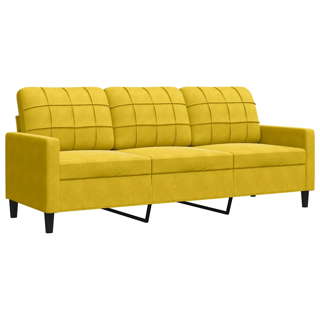 Divano a 3 Posti-Sofa 3 Posti Giallo 180 cm in Velluto 463264