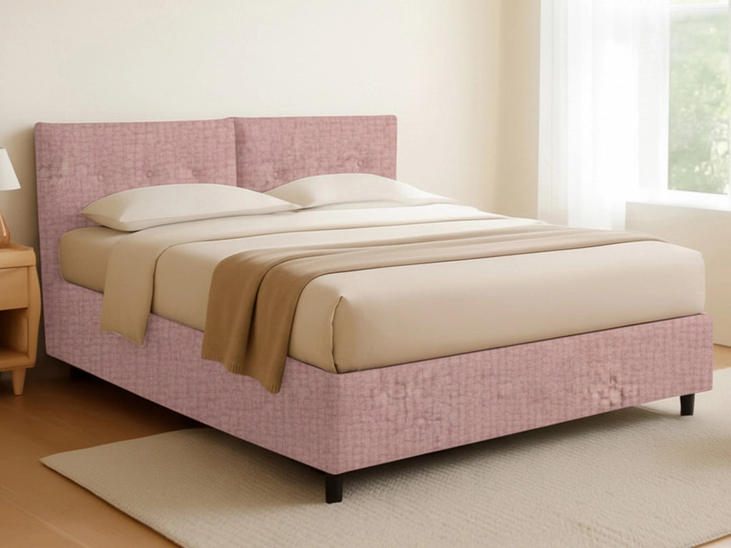 Leeds, Letto Piazza e Mezza Sfoderabile Made in Italy, Rosa