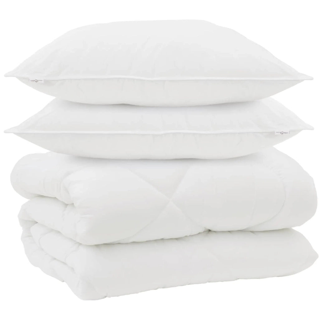 Piumone | Duvet Invernale con cuscino 3 pz Bianco Microfibra