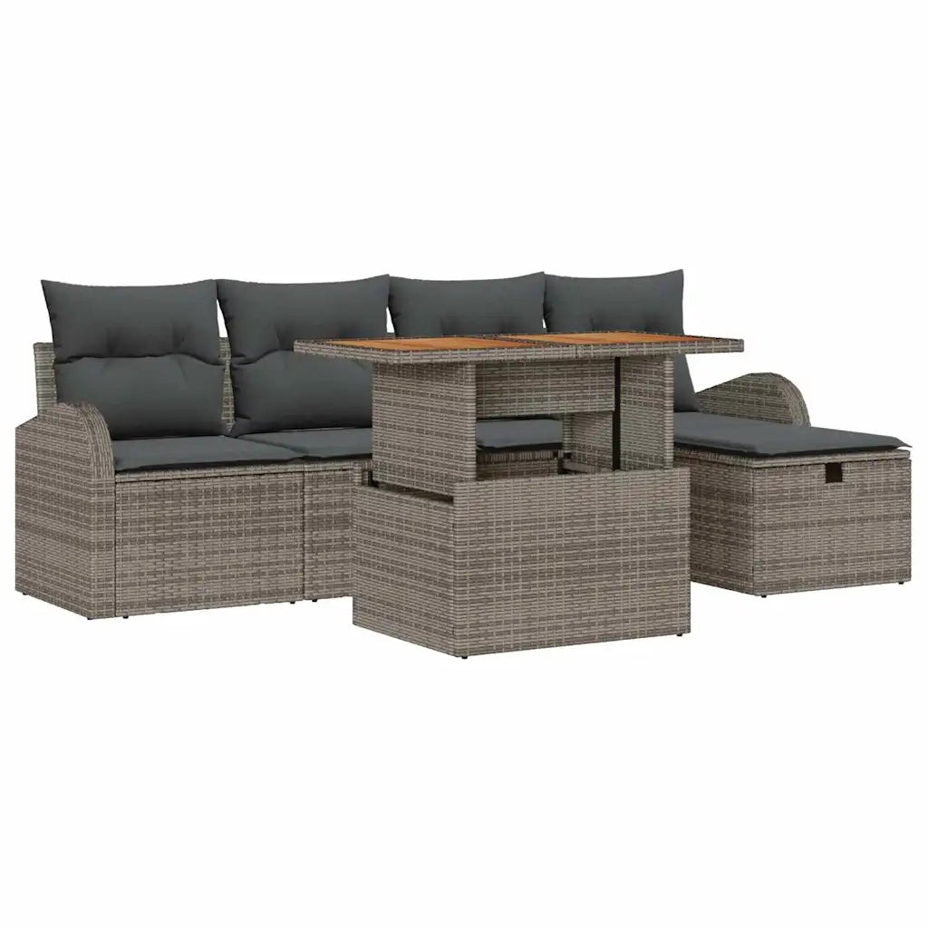 Set Divano da Giardino 6 pcs Grigio polyrattan 3361293