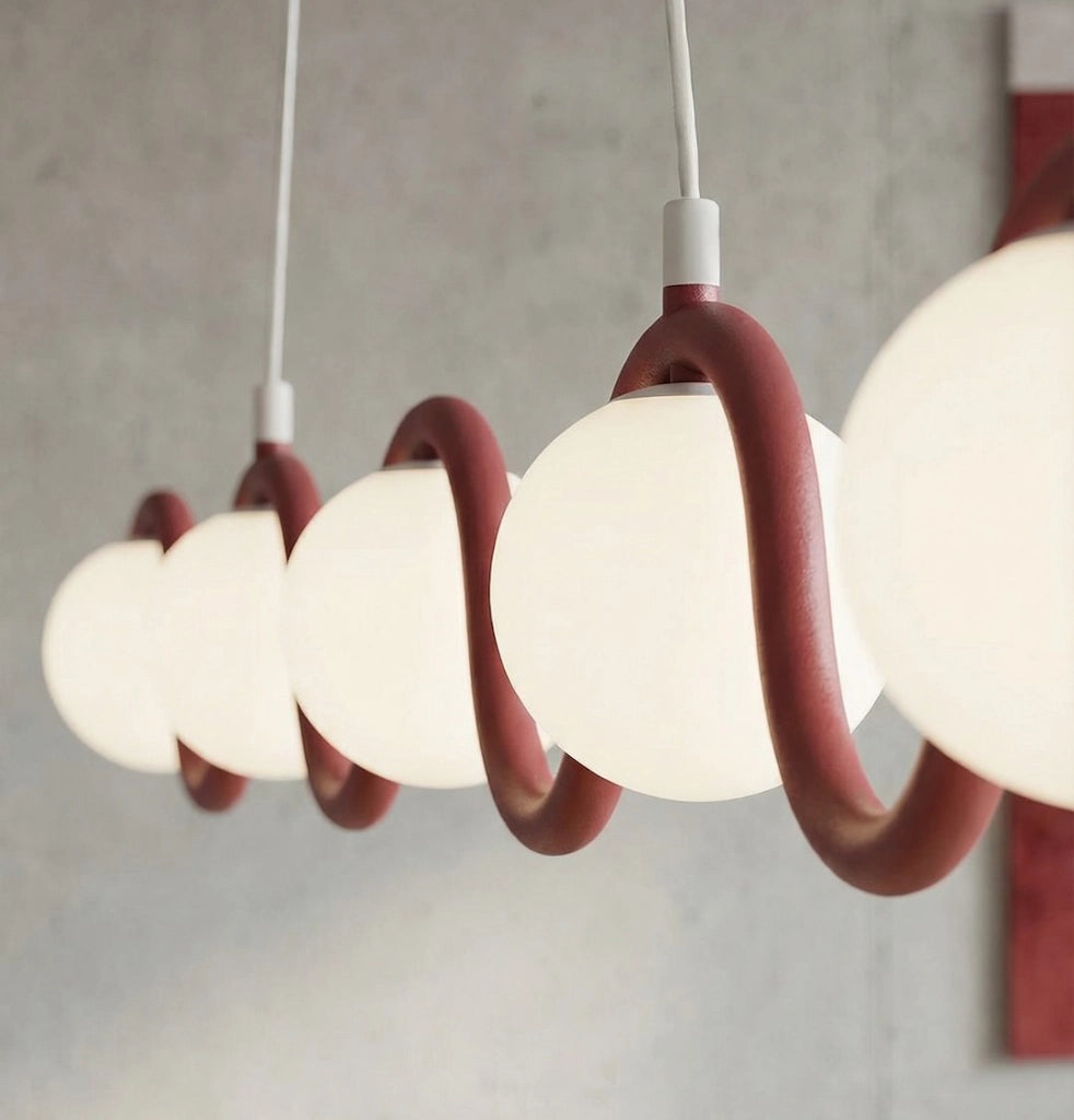 Lampada sospesa SINUS 5xG9 bordeaux bianca Emibig