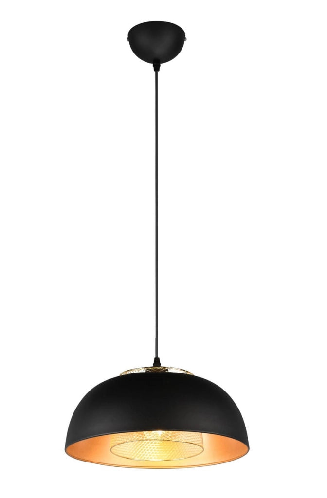 Lampada a sospensione RL Punch nera/oro metallo Ø35 E27