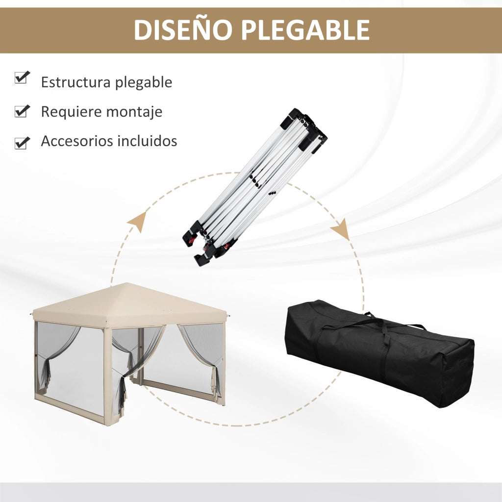 Gazebo da Giardino 3x3 m ¨C Minimal ¨C Beige Acciaio