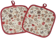Set di 2 asciugamani per panni - 100% cotone - rosso - 18x18 cm