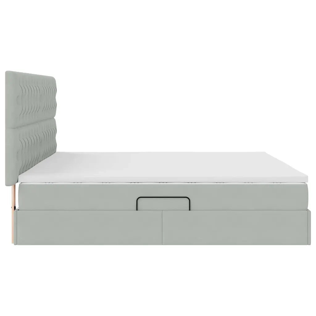 Letto con contenitore e materasso Grigio chiaro 200 x 200 cm 3372111