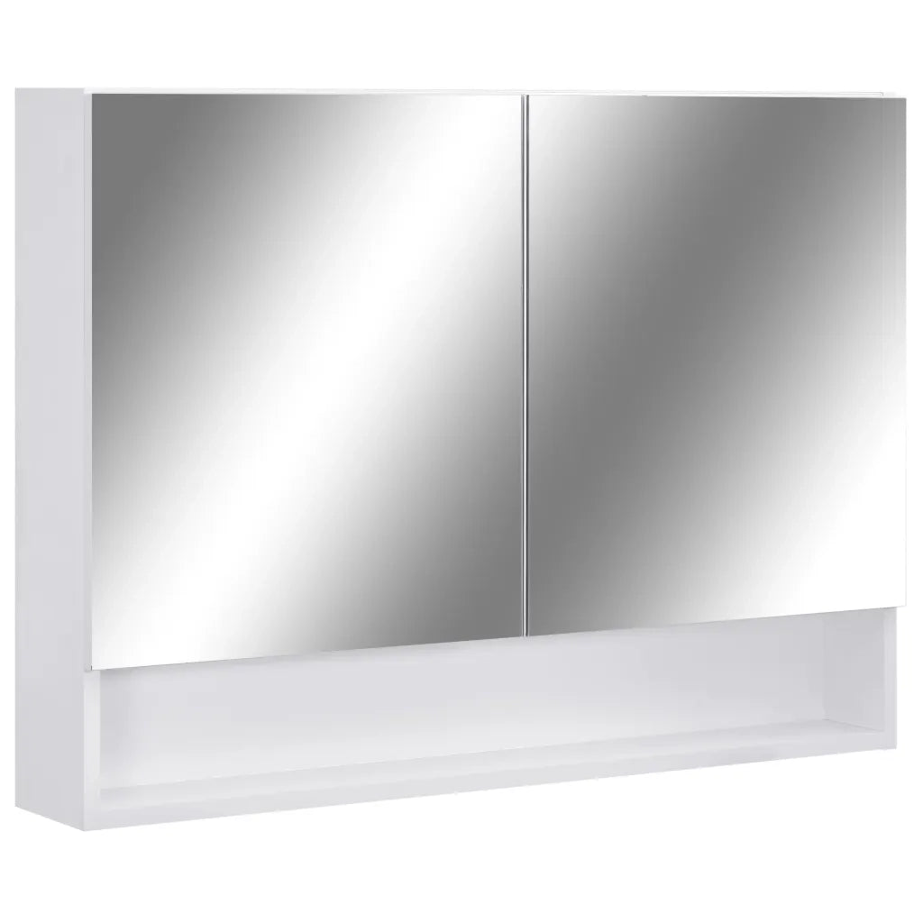 Armadietto a Specchio con LED-Mobile con specchio Bianco 80x15x60 cm in MDF