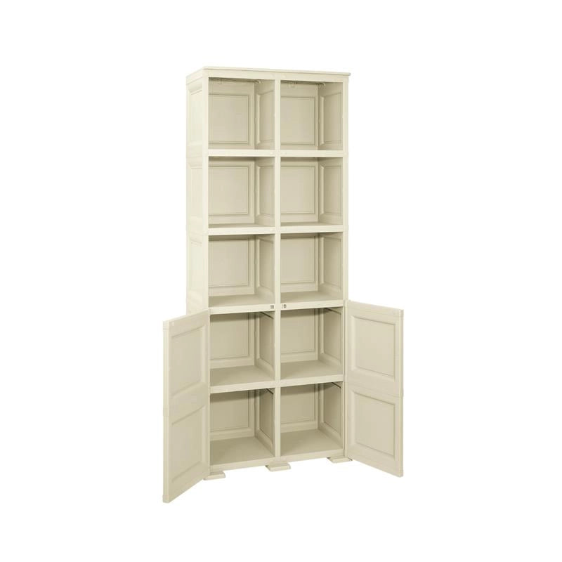 ARMADIO 2 MODULI CHIUSI E 3 MODULI SCAFFALE ANGORA 79X43X203 CM, MOBILE CONTENITORE MULTIUSO ALTO PER SALOTTO, PERGOLATO E BALCONE COPERTO