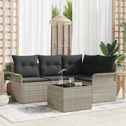 Set Divano da Giardino 5 pcs Grigio chiaro polyrattan 3345352