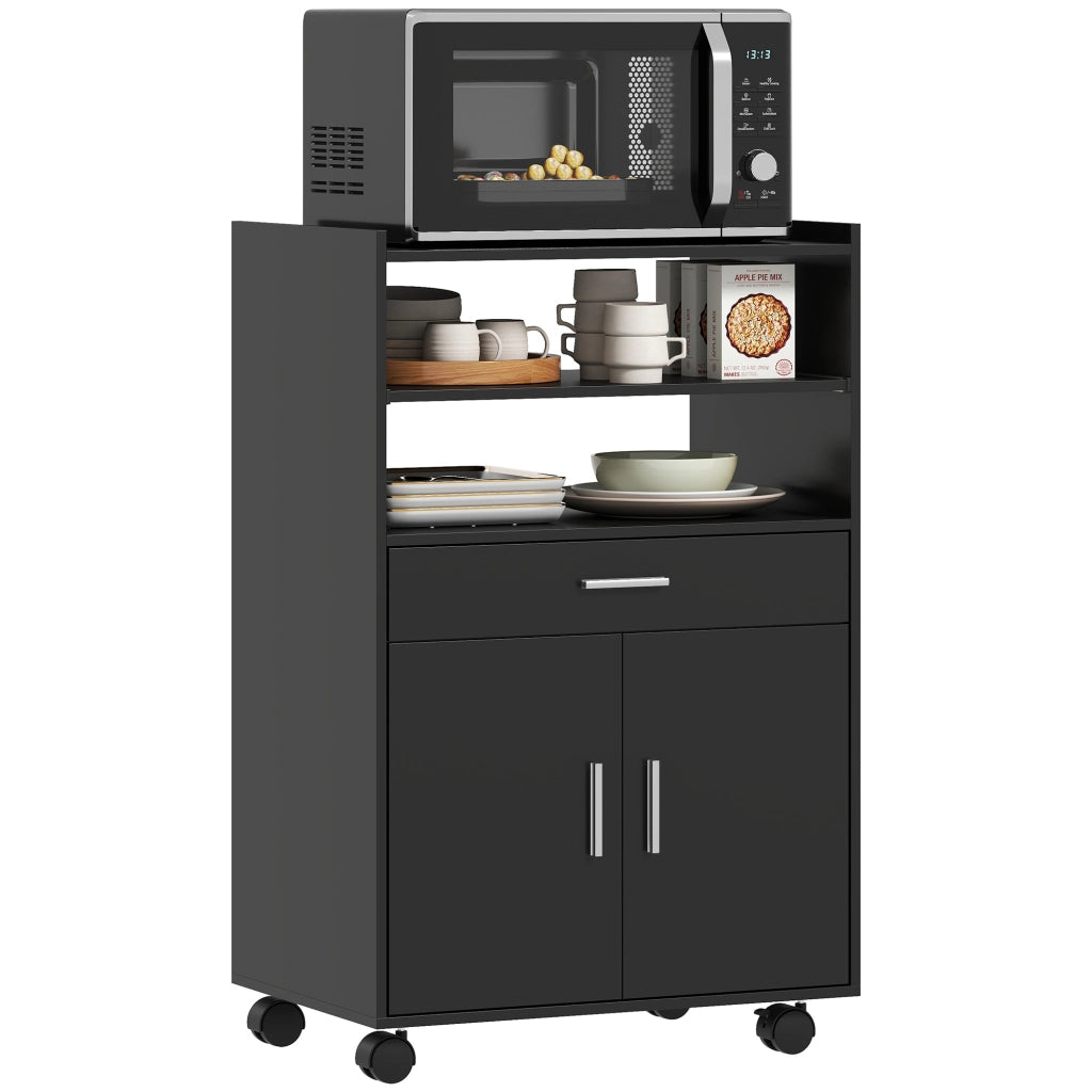 Tavolino da cucina mobile con ripiani e cassetto ¨C Xylo ¨C nero 59x40x92 cm