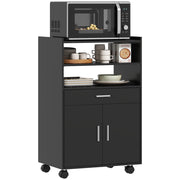 Tavolino da cucina mobile con ripiani e cassetto ¨C Xylo ¨C nero 59x40x92 cm