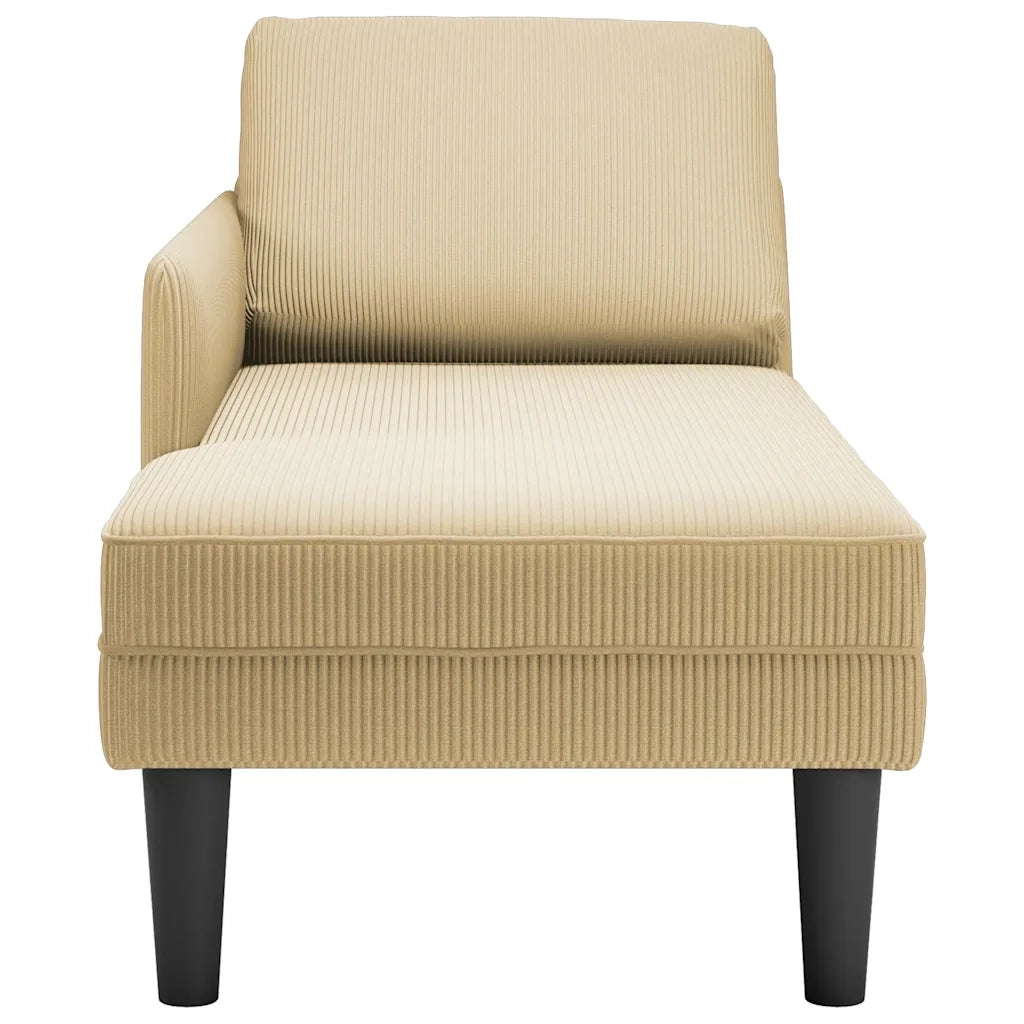 Sdraio con Cuscino Destro Velluto a Coste Grigio Verde Chiaro 4009819