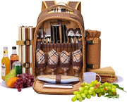 Set da picnic per 4 persone con contenitore refrigerante, insieme di piatti e coperta
