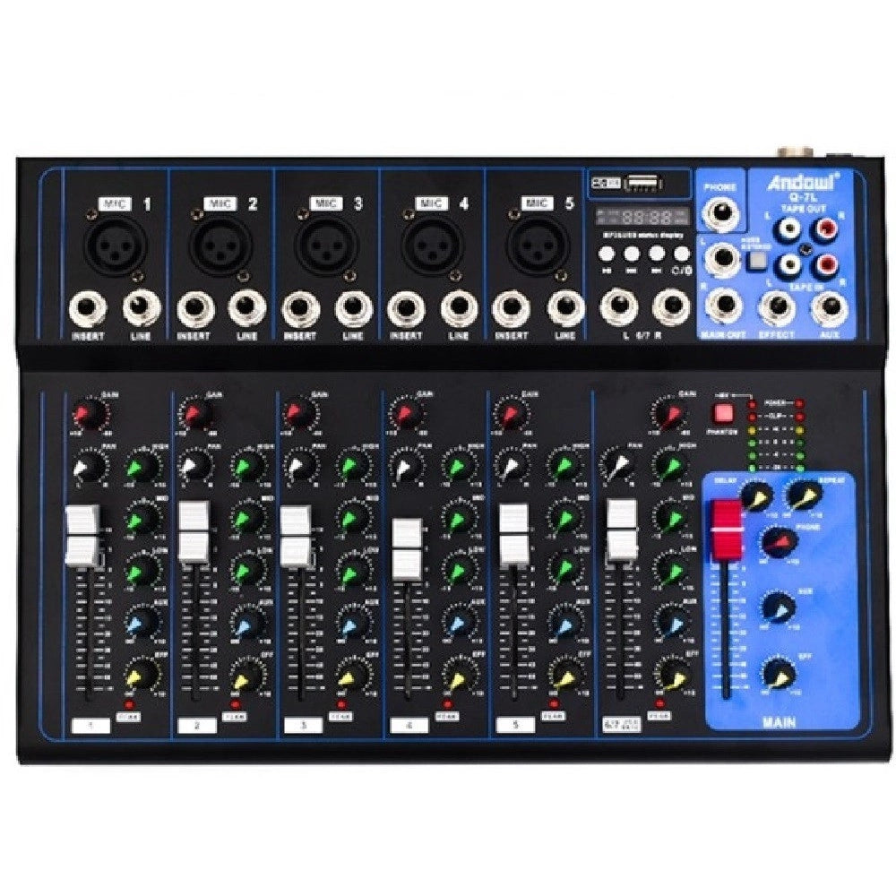 Trade Shop - Console Missaggio Mixer Professionale 7 Channel Mixing Serie Usb Bluetooth Q-7l -