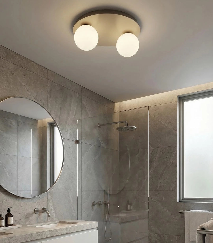 Plafoniera SOLAR 2 luci vetro bianco-beige Emibig