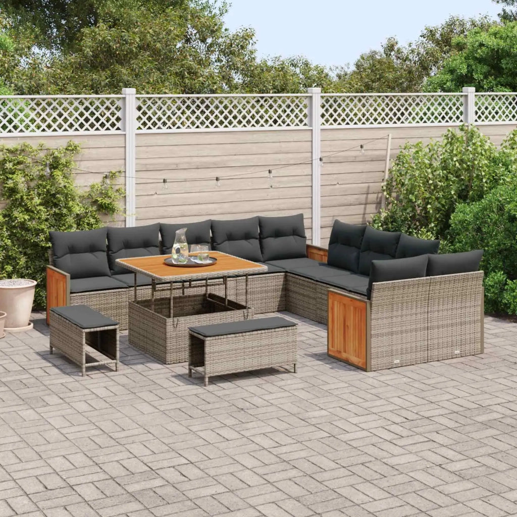 Set Divano da Giardino con cuscino 13 pcs Grigio 3363228