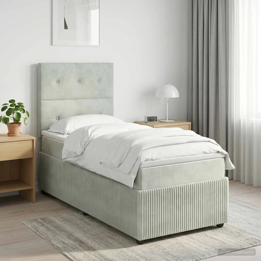 Letto box spring con materasso Grigio Chiaro 100 x 200 cm 3454547