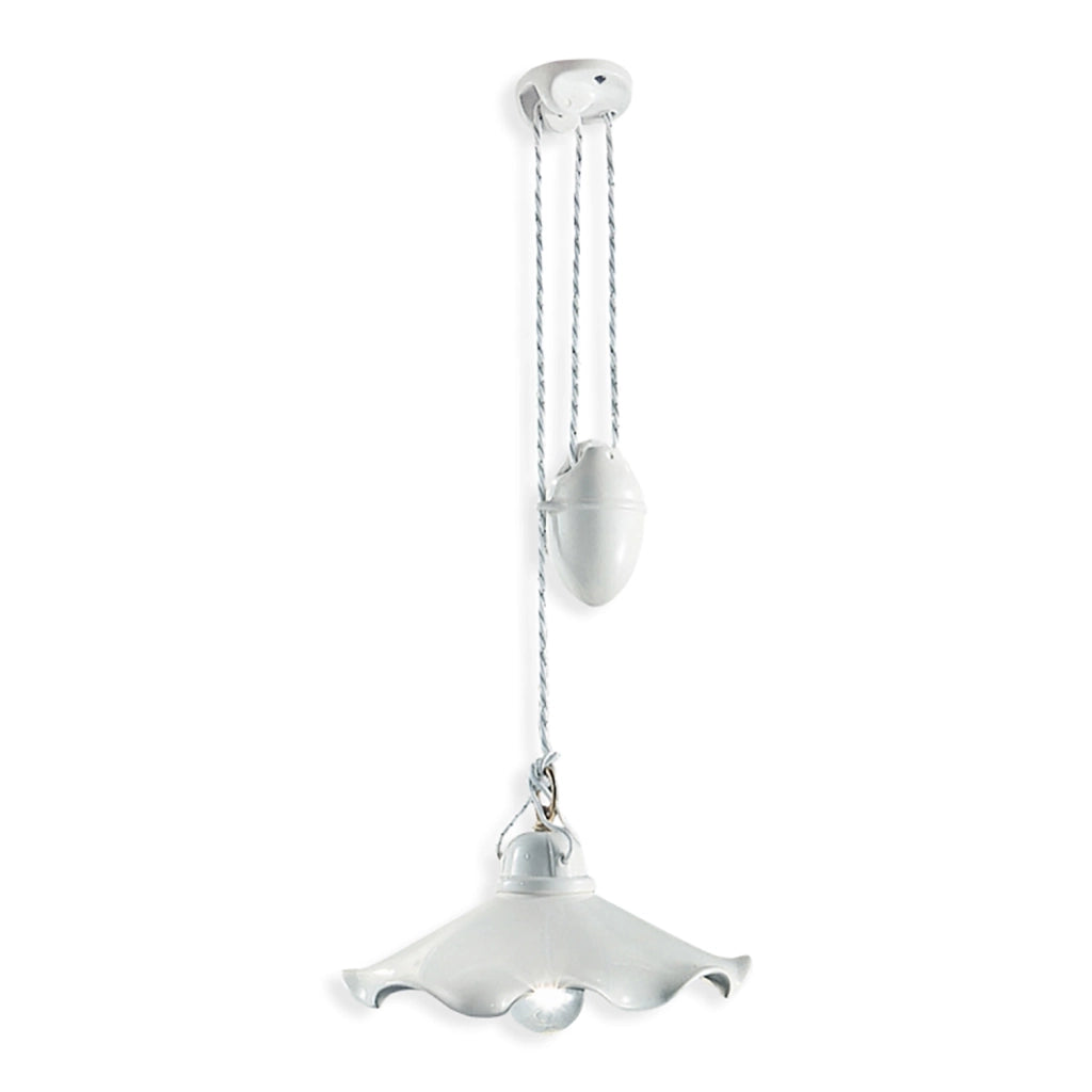 Lampadario Classico Belluno Ottone Satinato E Ceramica Decorato 1 Luce E27