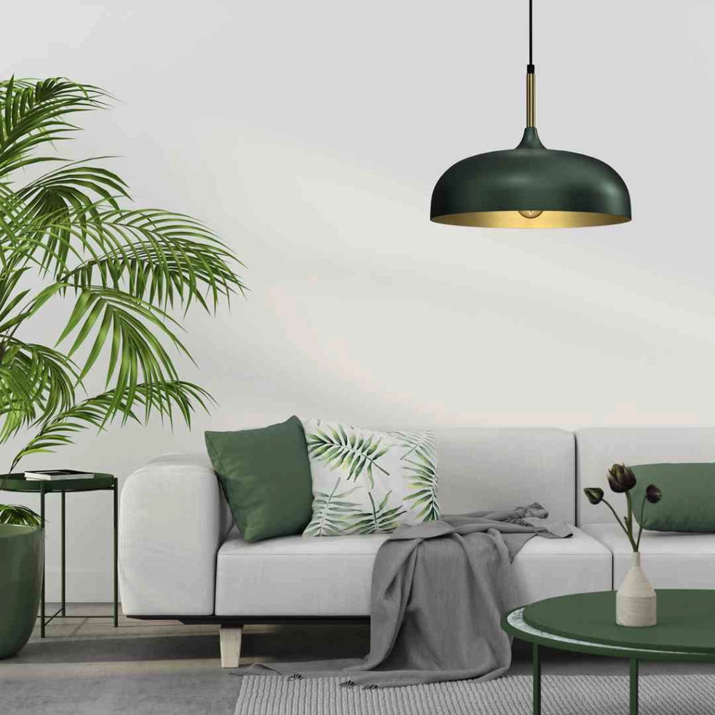 Lampada a sospensione Lincoln Milagro verde/oro Ø35 E27
