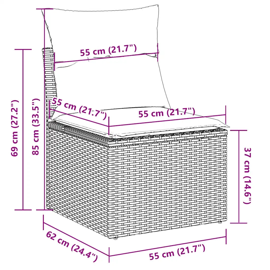 Set Divano da Giardino 8pz con Cuscini Grigio Chiaro Polyrattan 3222821