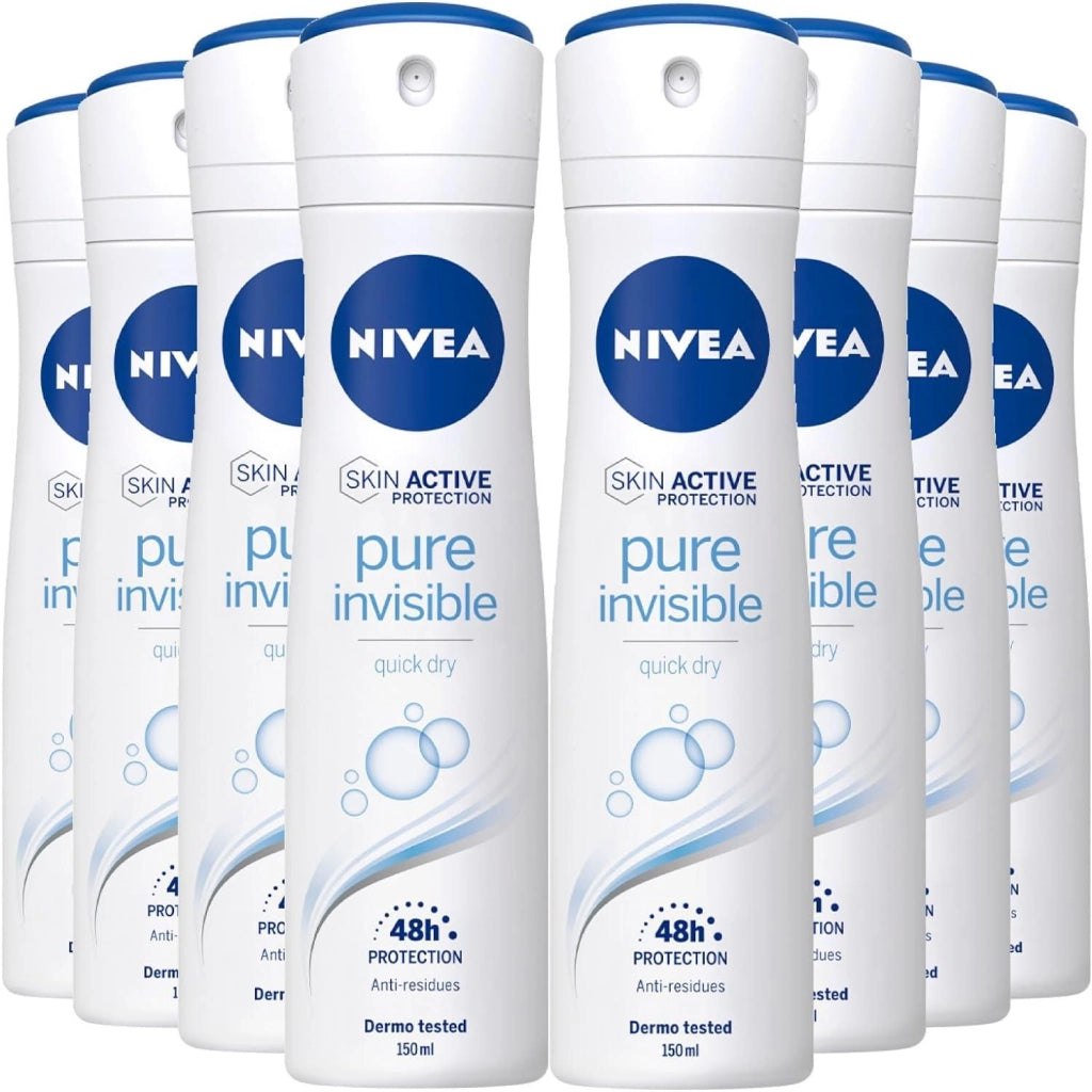 SET 8 NIVEA DEODORANTE SPRAY PURE INVISIBLE 150 ML