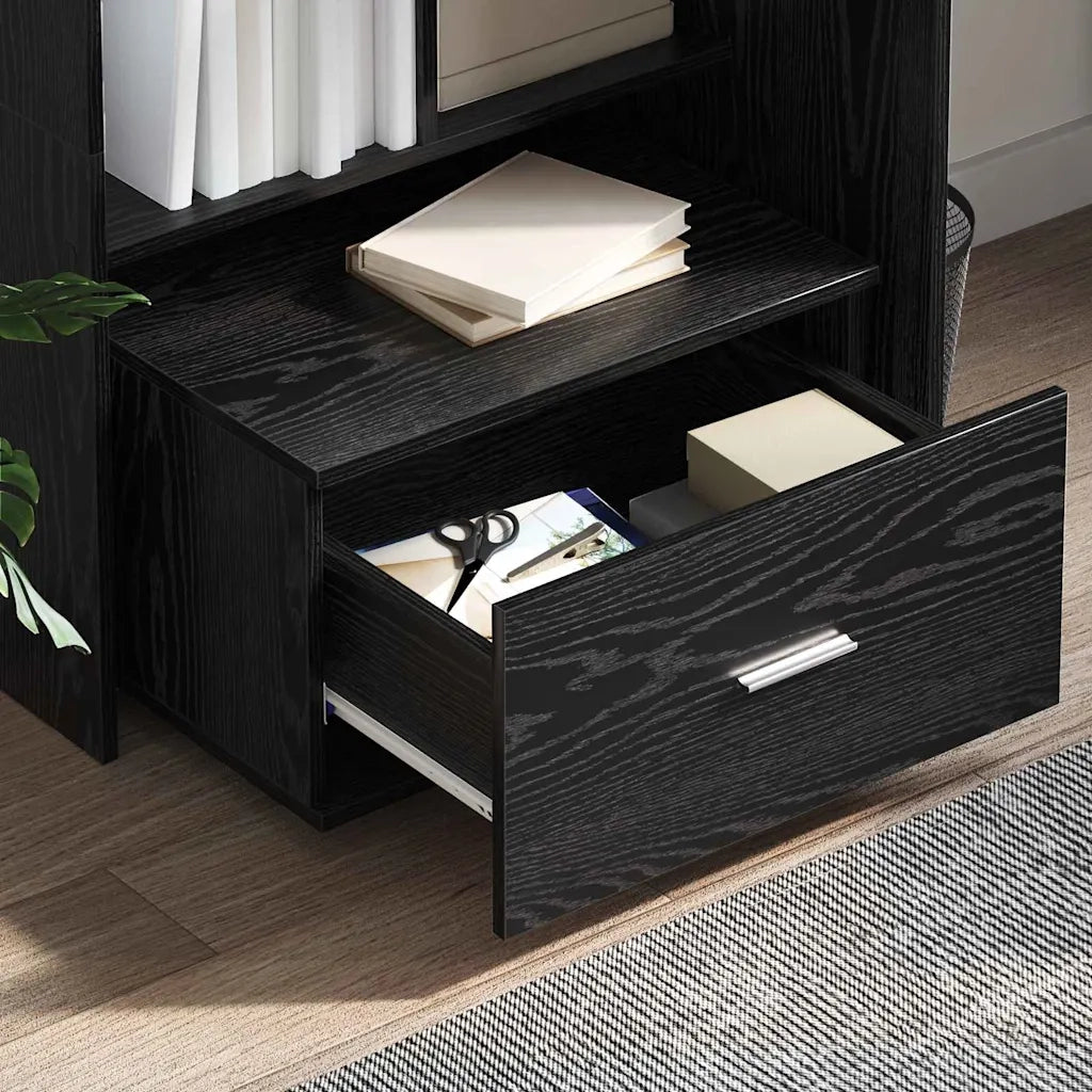 Mobile con Cassetti con ruota Rovere Nero 55 x 45 x 31 cm 869307