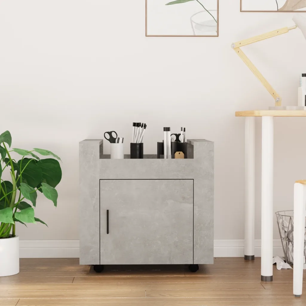 Carrello Scrivania Grigio cemento 60x45x60 cm Legno Multistrato CFW7409642