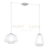 SOSPENSIONE BIANCO 2 LUCI SPOSTABILE VETRI ALPHA + GAMMA TRASPARENTI 1176BI-S2 S AG-TR