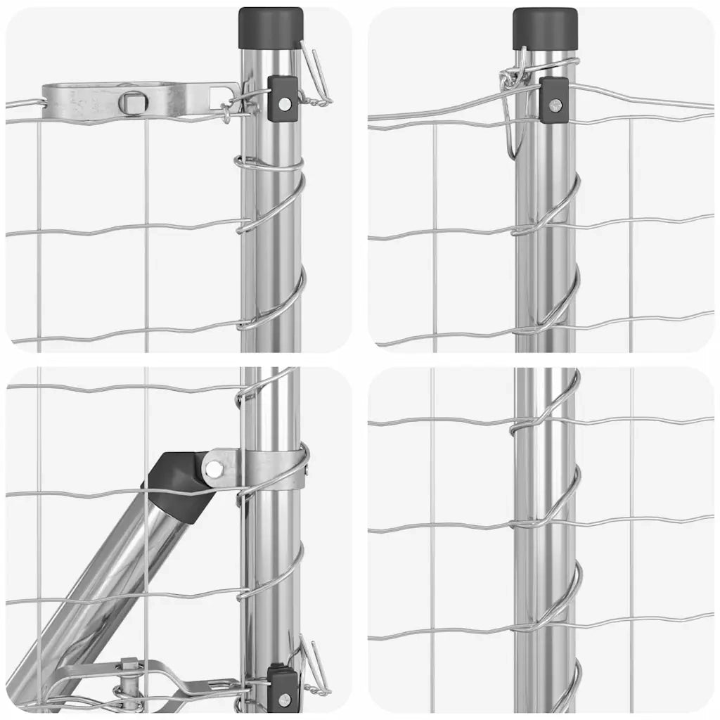 Recinzione da Giardino | Recinzione con Posto Argento 0,8 x 25 m Acciaio e PVC