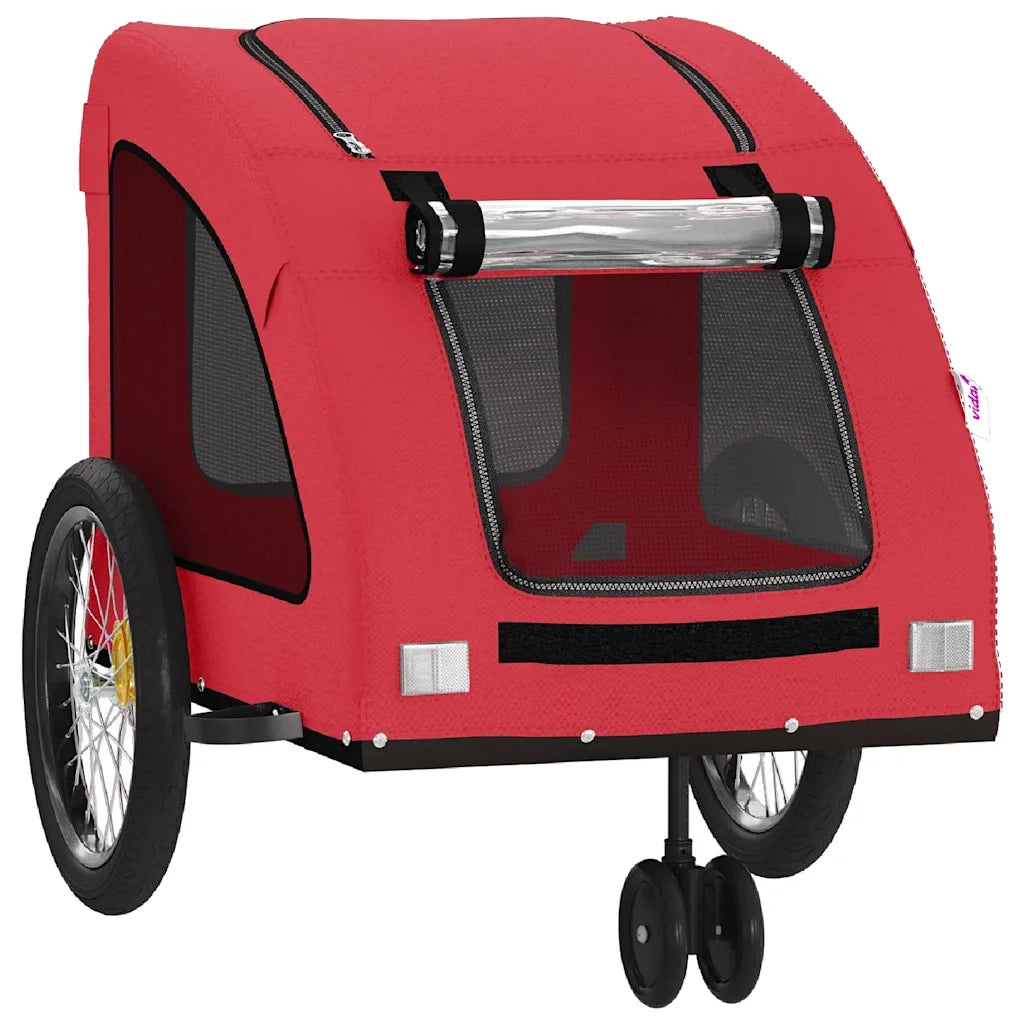 Rimorchio da Bici per Animali Rosso Oxford e Ferro 93985