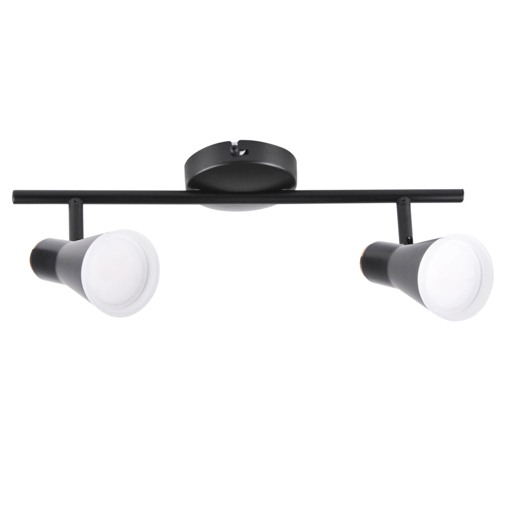 Lampada parete/soffitto LED 2 luci nera 3000K Polux