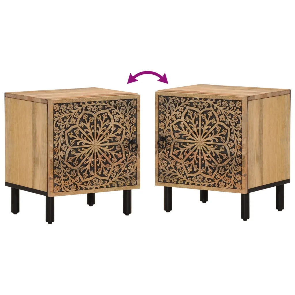 Comodino-Tavolino da notte 40x33x46 cm in Legno Massello di Mango 818311