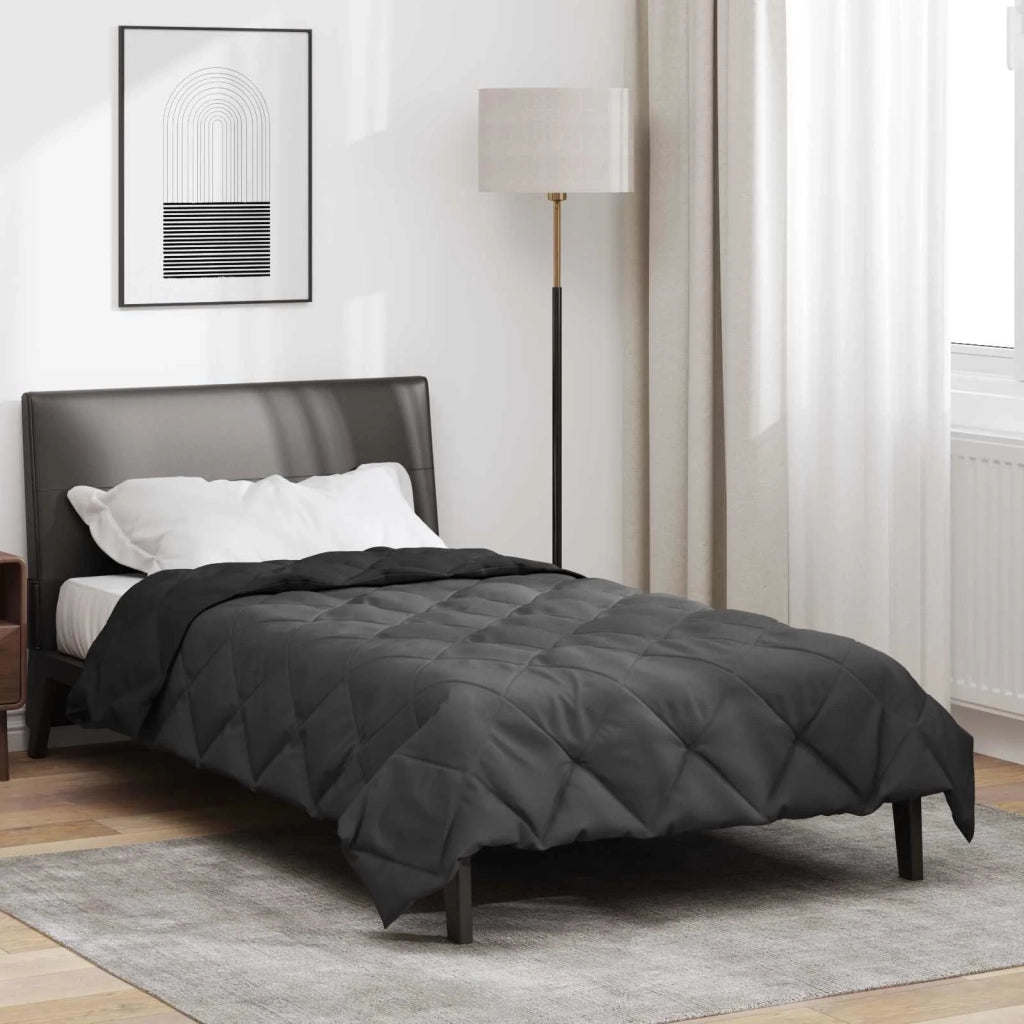 Duvet Estivo Nero e antracite 200 x 155 cm Microfibra 42025478