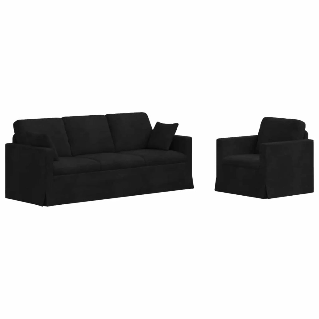Set di divani 2 pcs Nero 198 x 78 x 80 cm Velluto 3407601