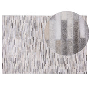 Tappeto tappetino Grigio Pelle 140 x 200 cm Patchwork Pelle Bovina Rettangolare Moderno