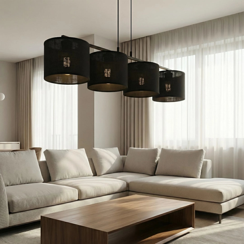 Lampada a sospensione ECO nera cilindrica 4xE27 Emibig