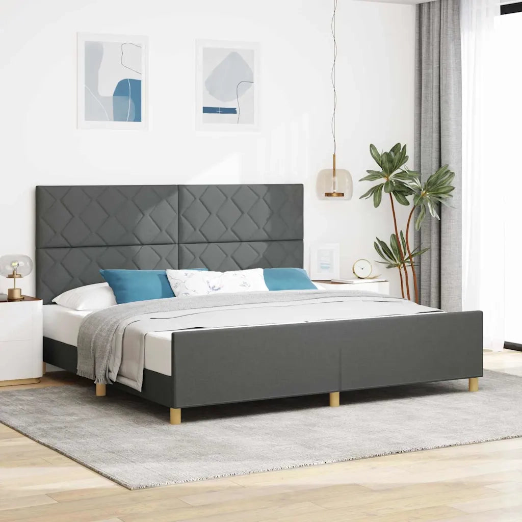 Struttura del letto Grigio scuro 200 x 200 cm Tessuto
