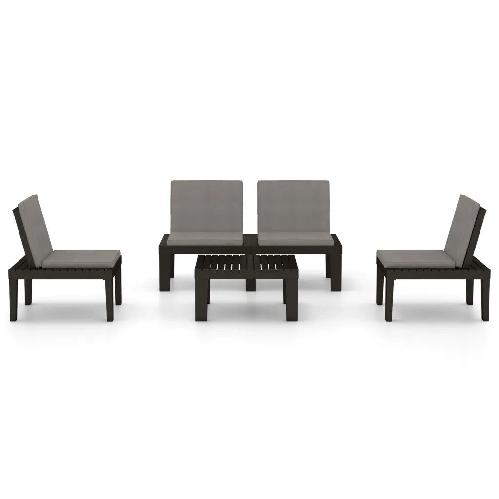 Set Divani da Giardino con Cuscini 4 pz | Set Salotto da Giardino in Plastica Grigio