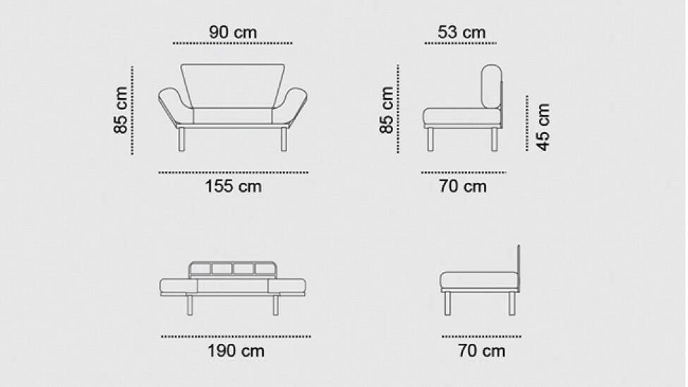Guchol, Divano Letto 2 Posti Contenitore, 155x70 cm Nero