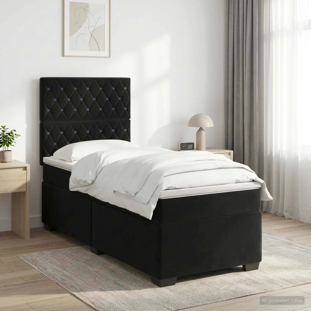 Letto box spring con materasso Nero 80 x 200 cm Velluto 3453526