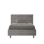 Letto una piazza e mezza contenitore imbottito 120x200 tessuto Era 9 blu Adele